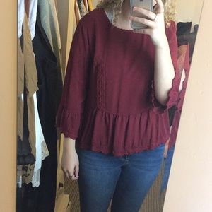 Red blouse with embroidery